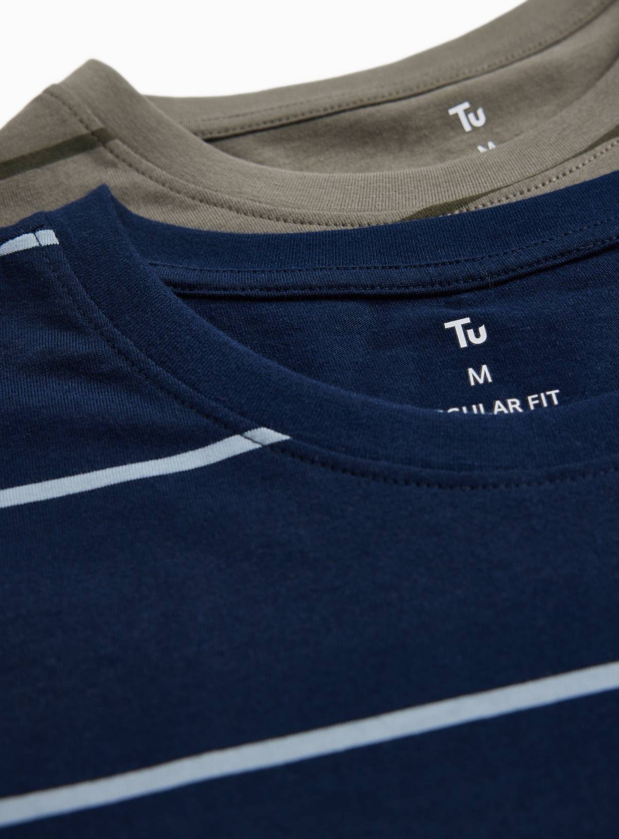 Navy & Khaki Stripe T-Shirts 2 Pack XXXL - Image 3